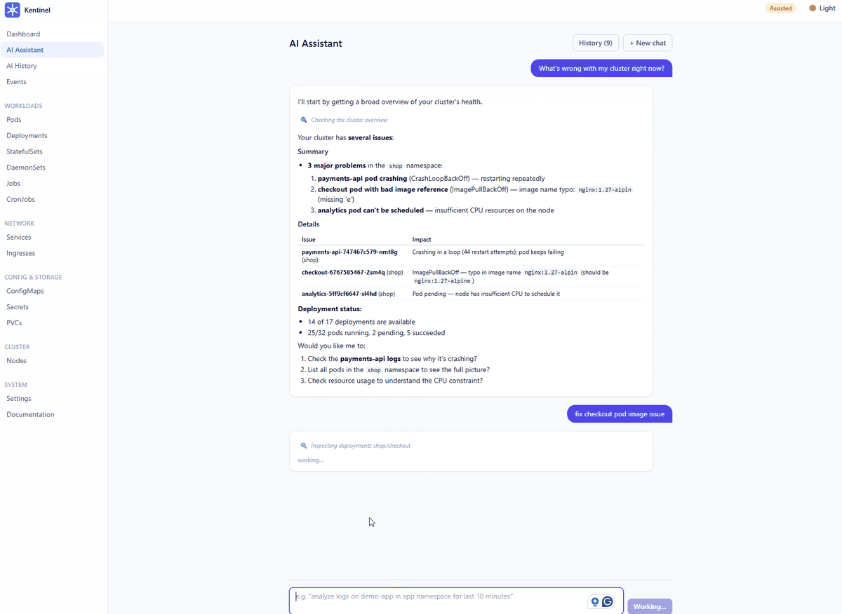 Diagnose, propose, approve, fixed — the assisted-mode remediation flow