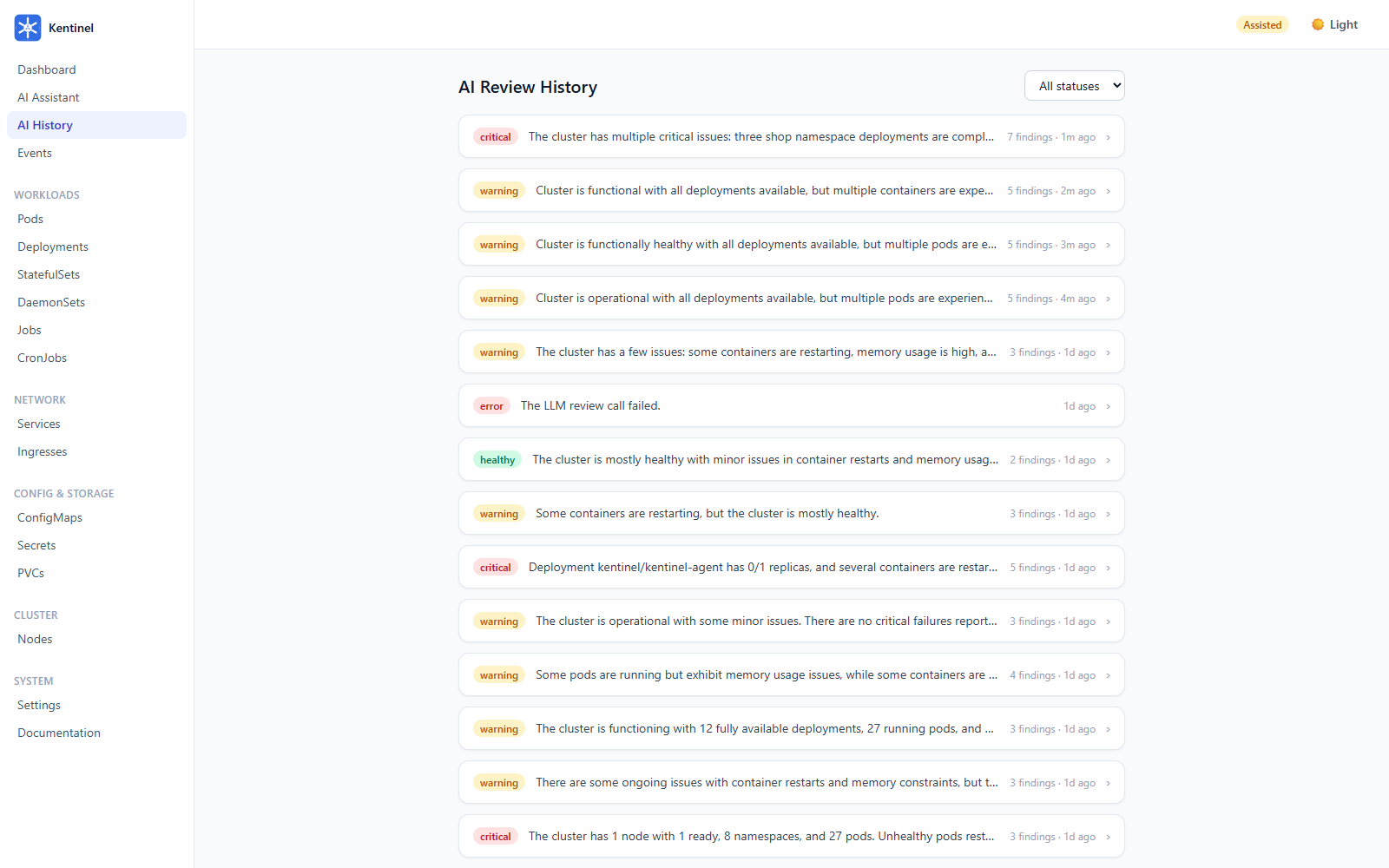 AI review history